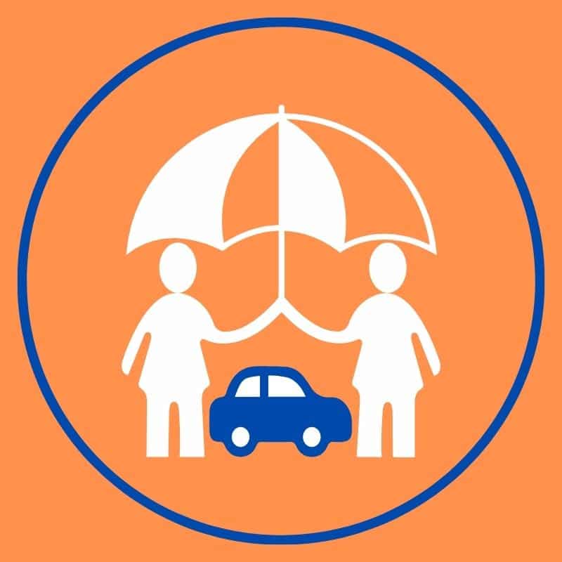 2 people holding an umbrella over a car