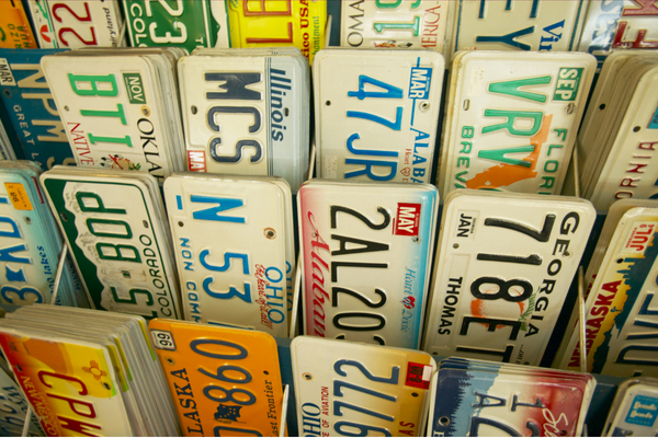 license plates in a display