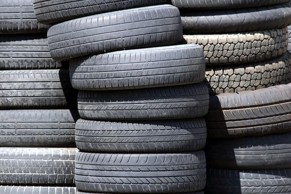 stack of worn out tires